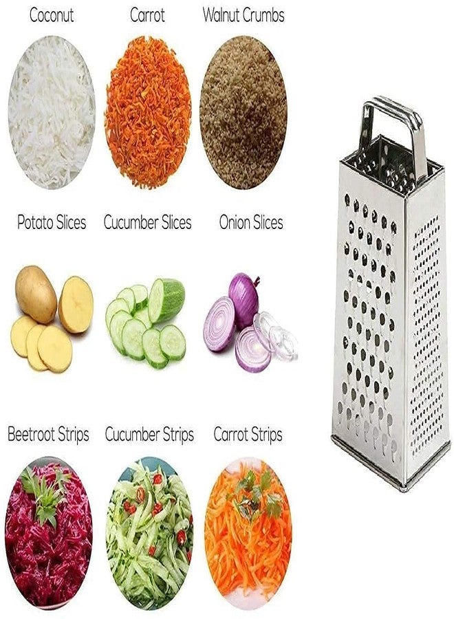 SHOPEE Branded Steel 5 in 1 Grater and Slicer with 4 Sides for Cheese, Vegetables, Ginger, Garlic (Silver) - Image 5